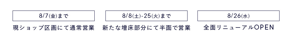 大阪タカシマヤ店 スケジュール